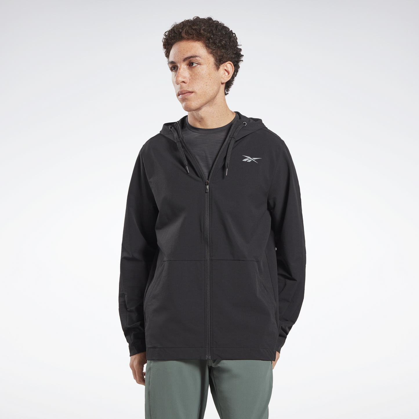 Ltwt Woven Fz Hoodie Black