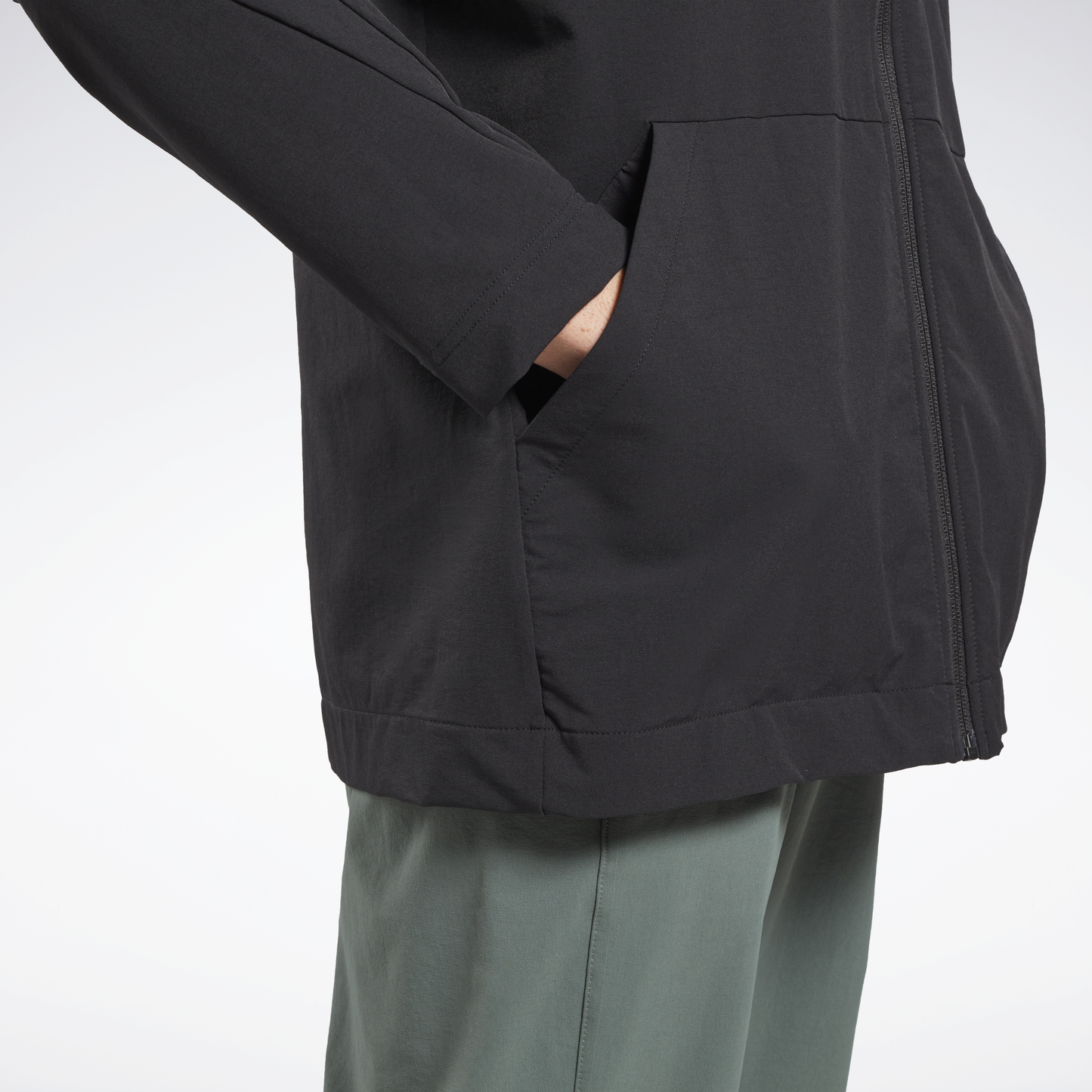 Ltwt Woven Fz Hoodie Black