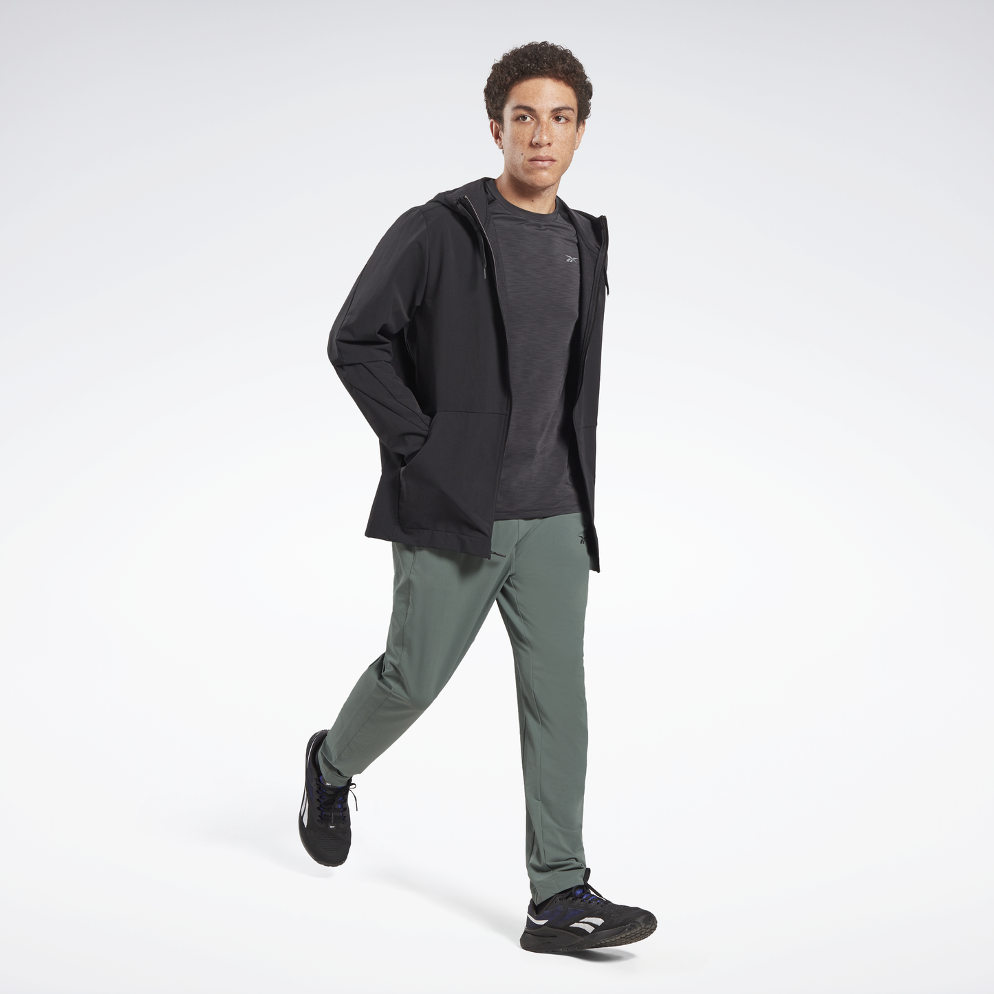 Ltwt Woven Fz Hoodie Black