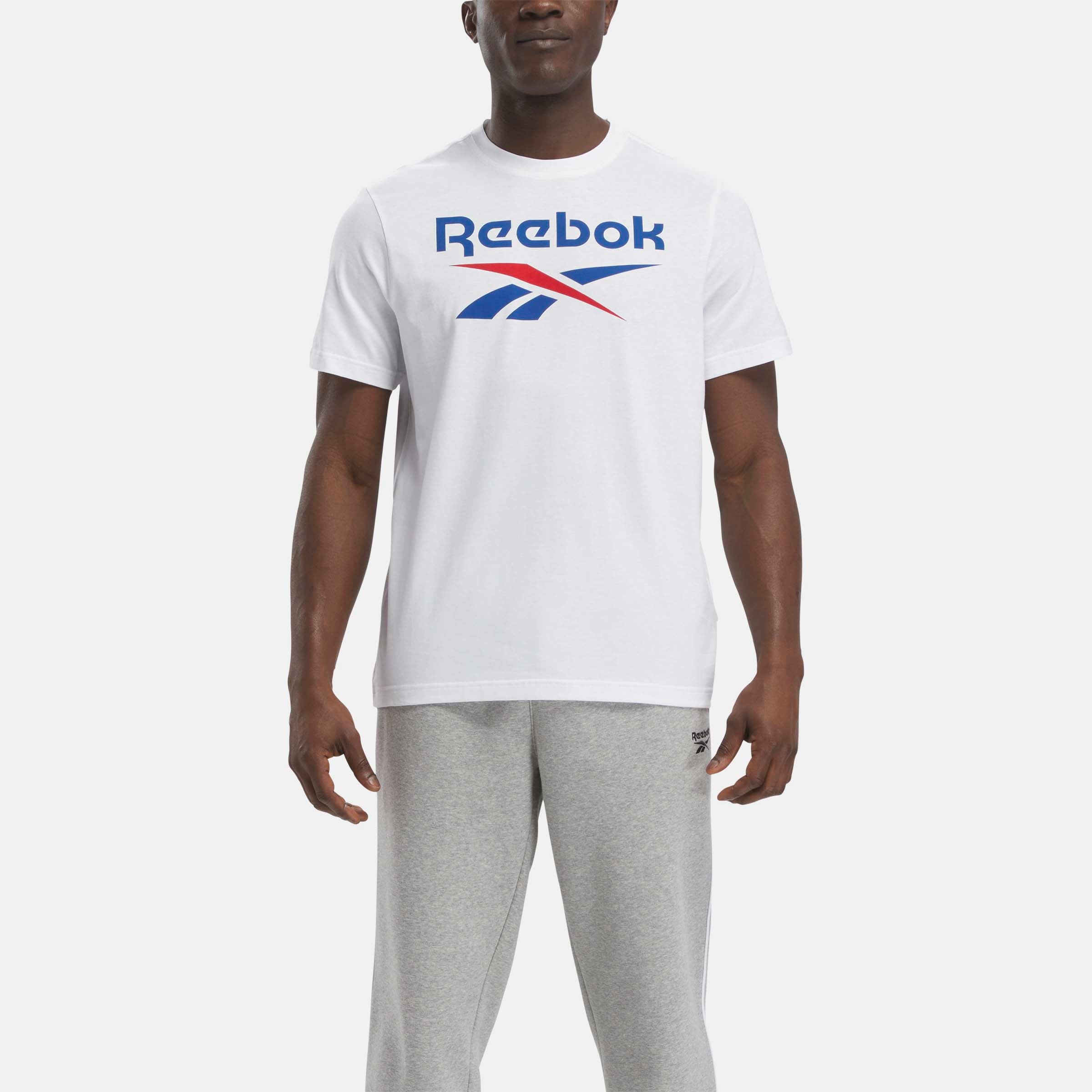 Reebok Identity Big Stacked Logo T Shirt White