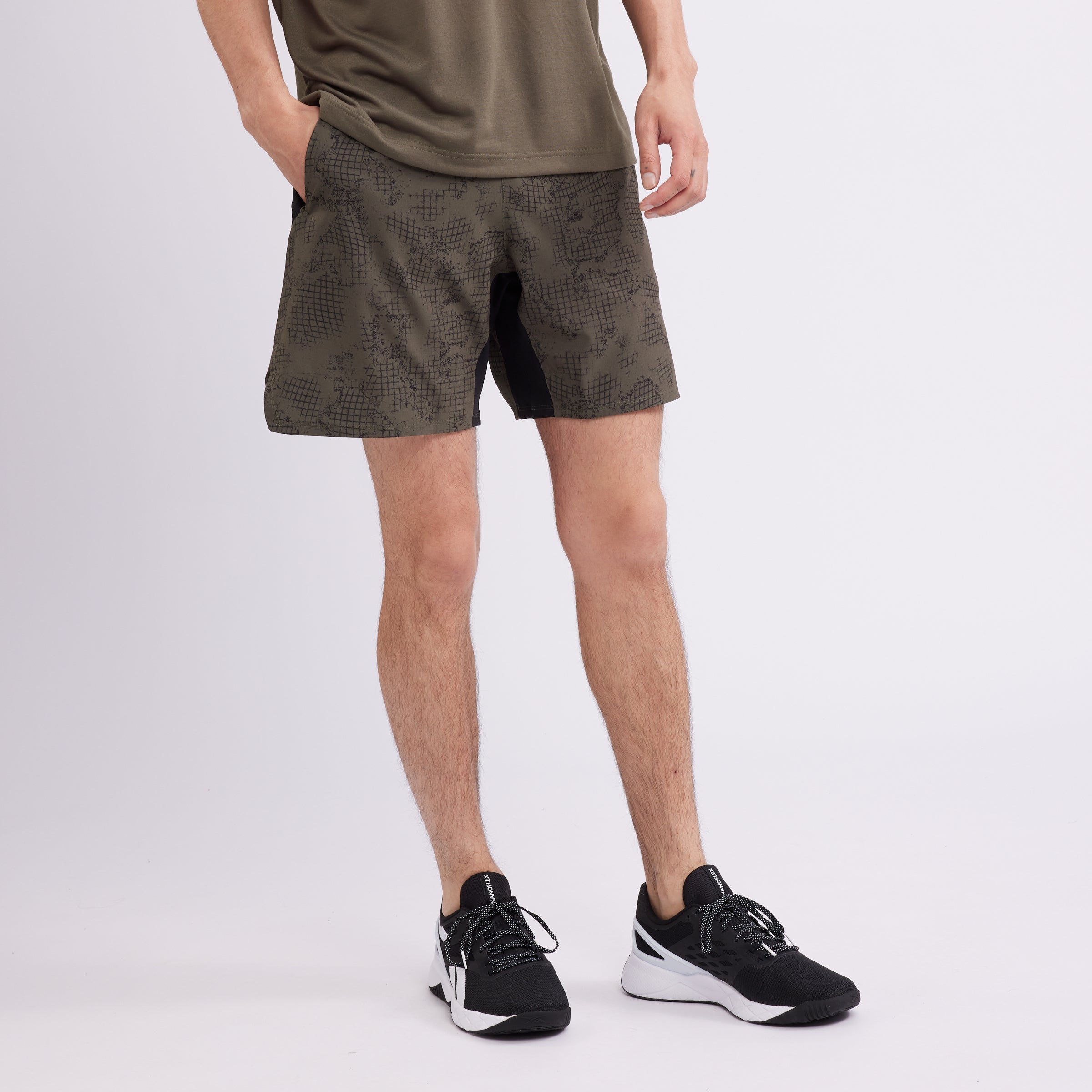 Green hot sale reebok shorts