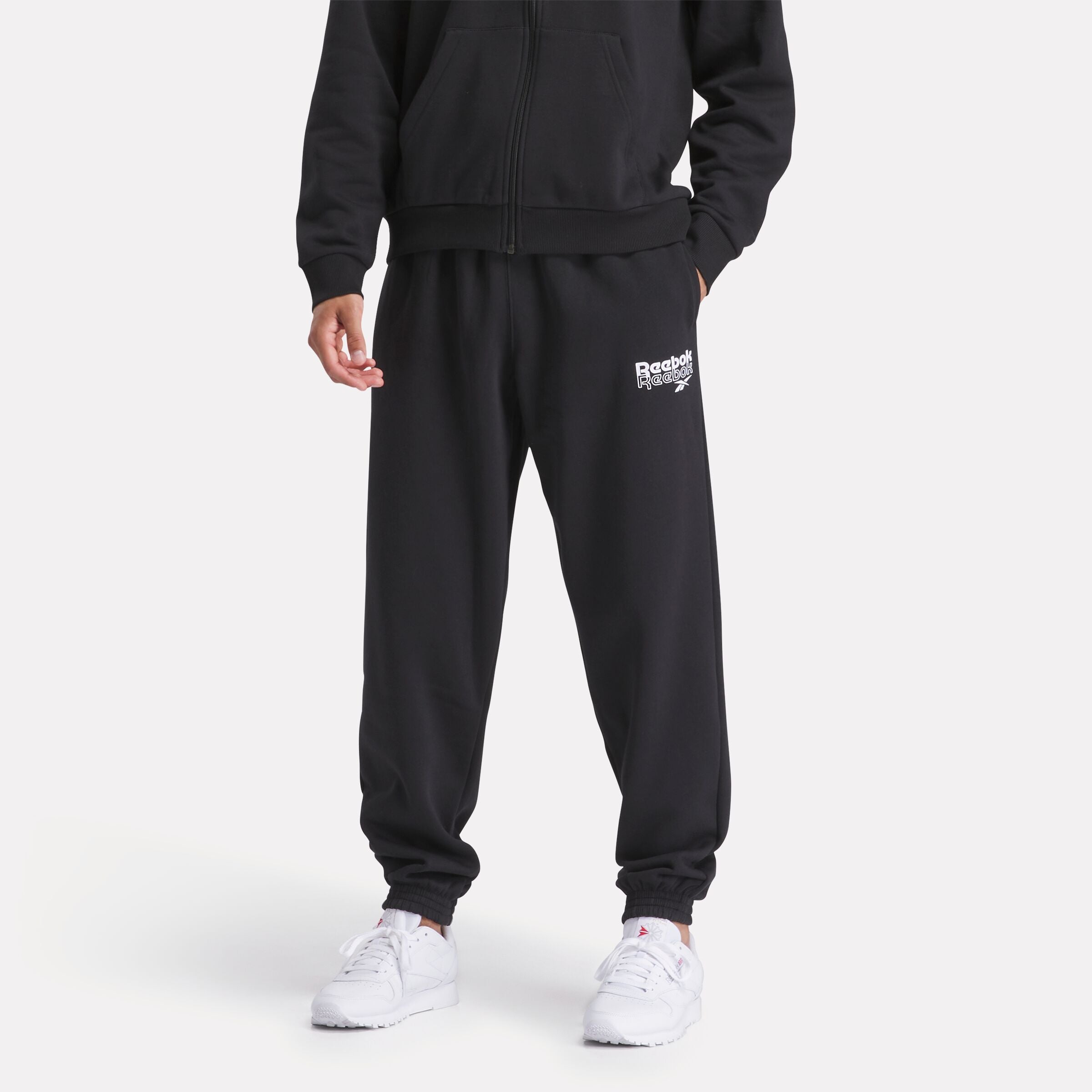 black reebok sweatpants