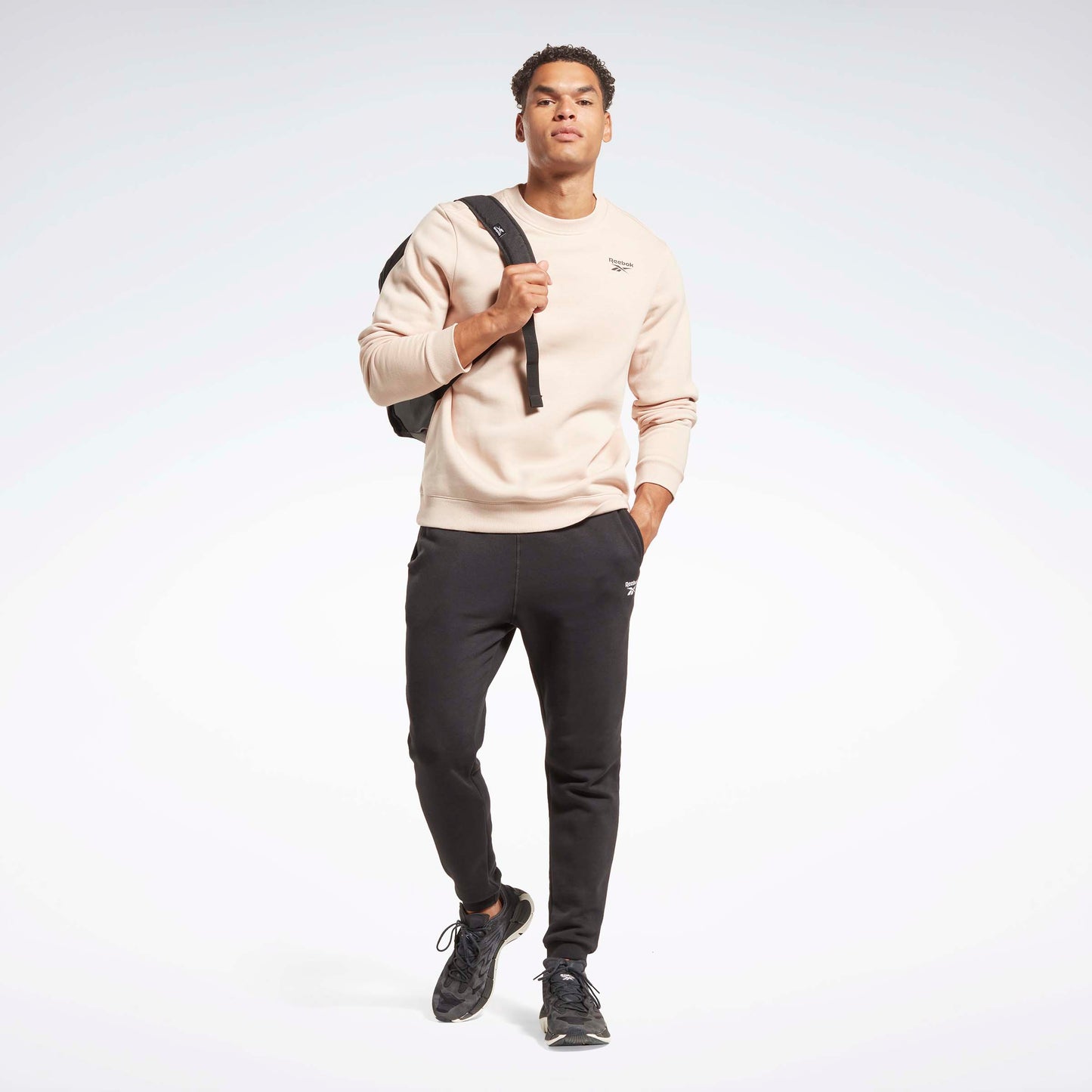 Reebok Identity Fleece Vector Crew Sweatshirt Soft Ecru