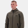 Contrast Panel Zip Hoody Army Green