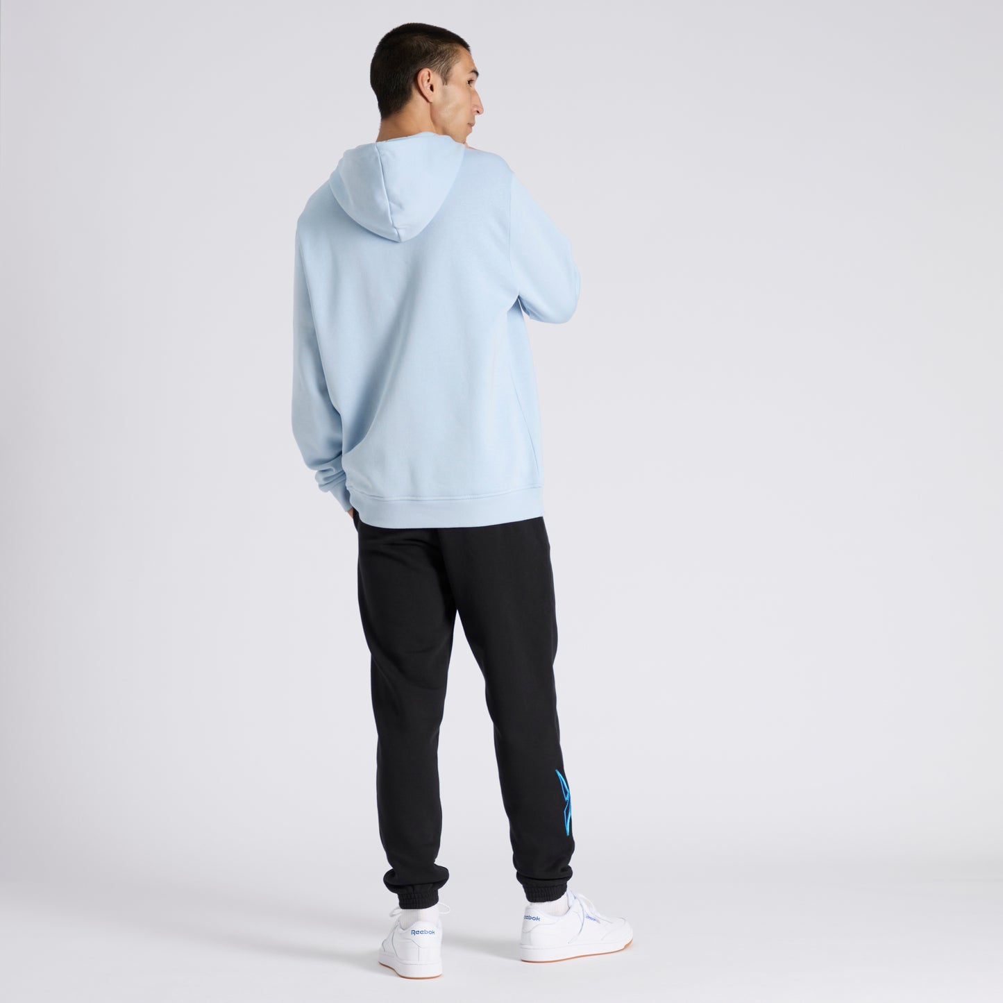 Reebok Identity Fleece Stacked Logo Pullover Hoodie Pale Blue