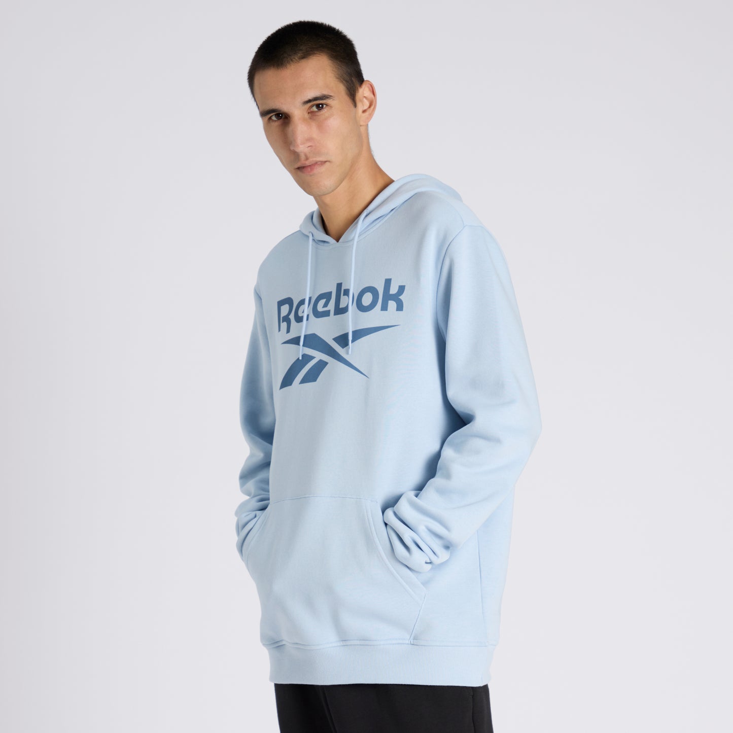 Reebok Identity Fleece Stacked Logo Pullover Hoodie Pale Blue