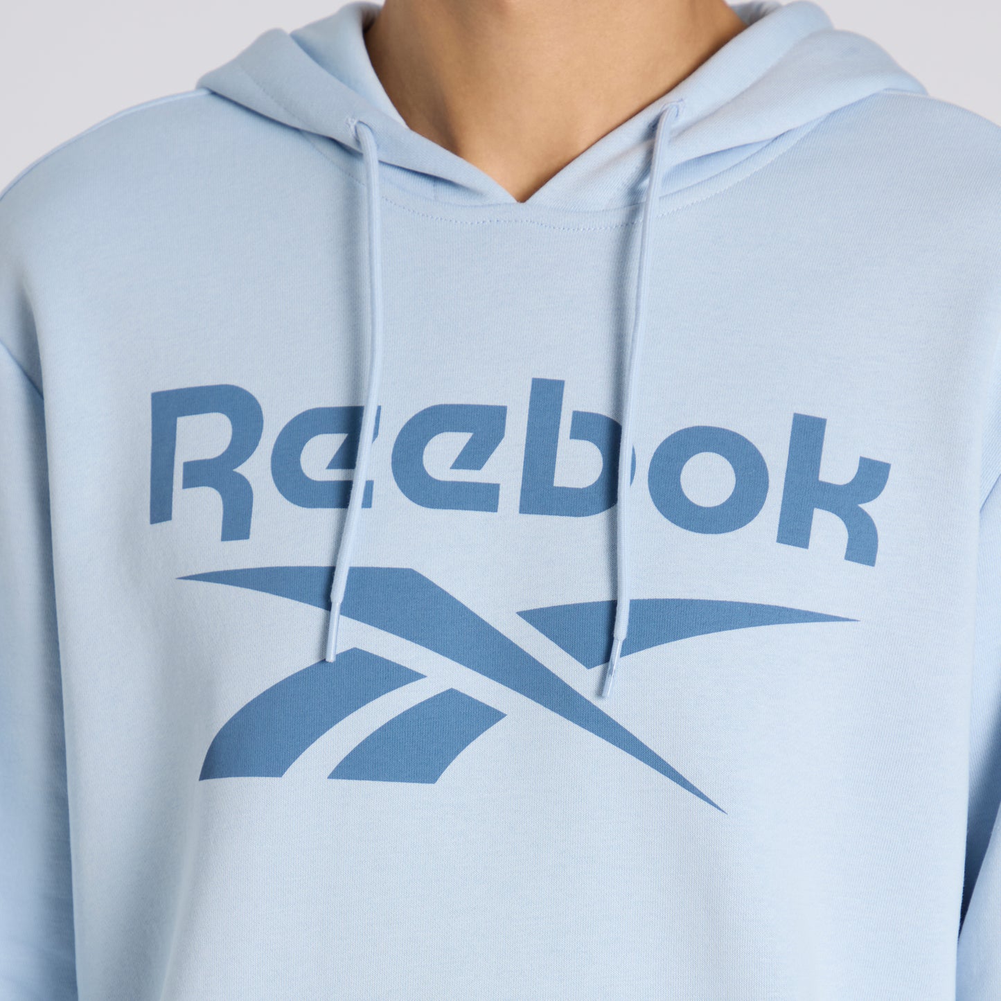 Reebok Identity Fleece Stacked Logo Pullover Hoodie Pale Blue