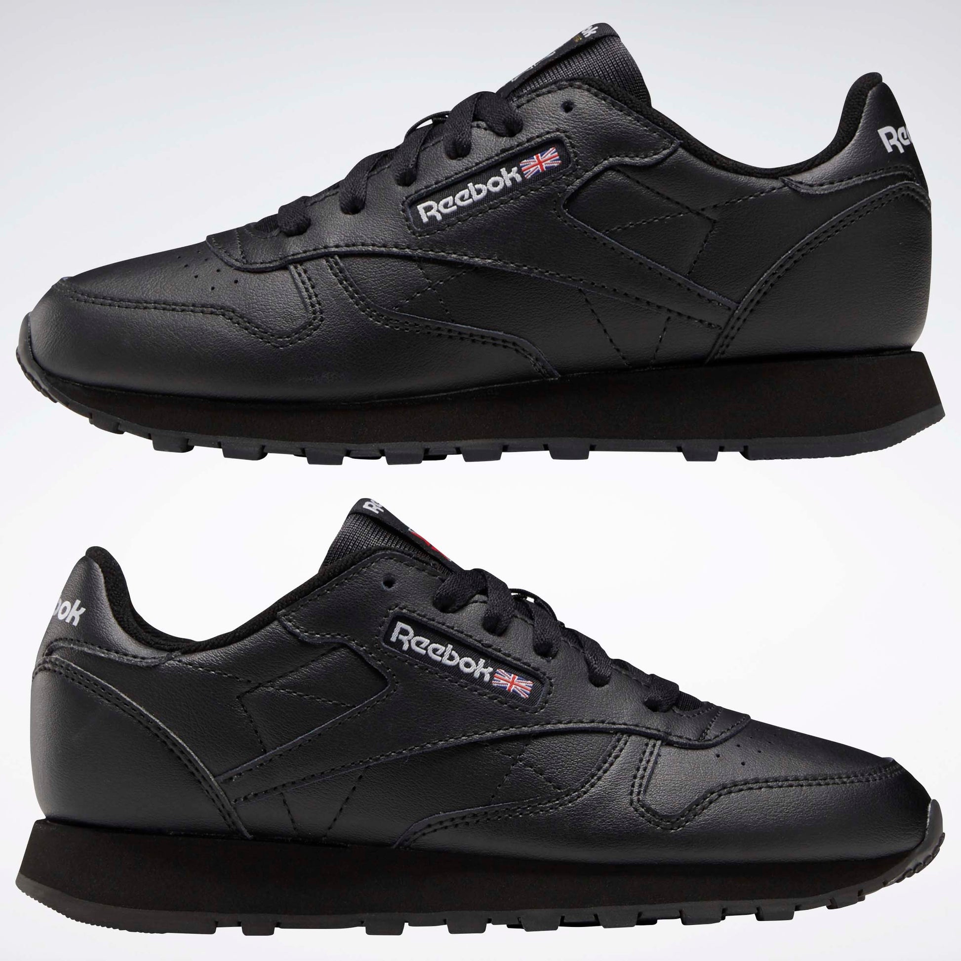 Classic Leather Shoes - Big Kids Black/Black/Black – Reebok Australia