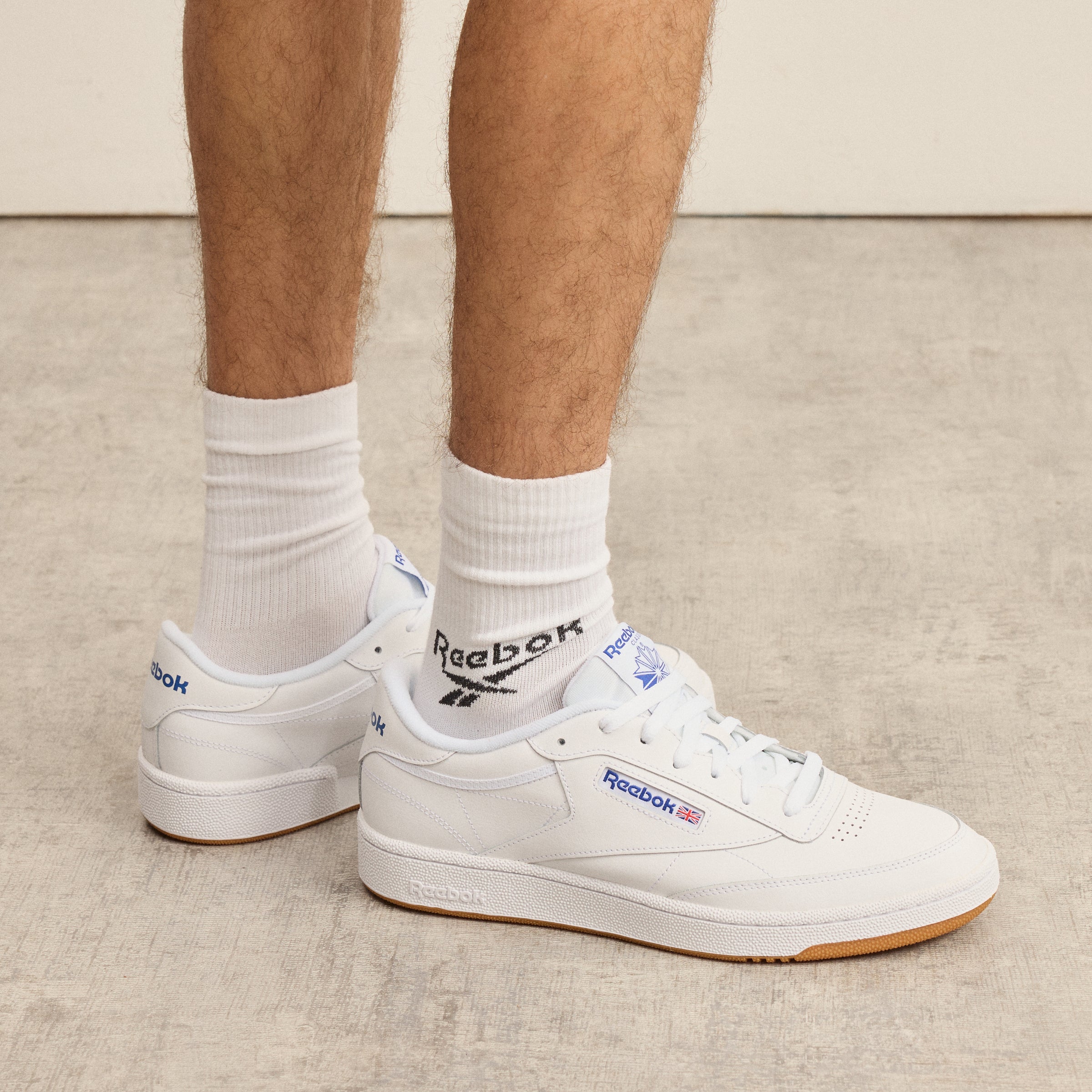 Reebok white club c 85 gum sole trainers on sale