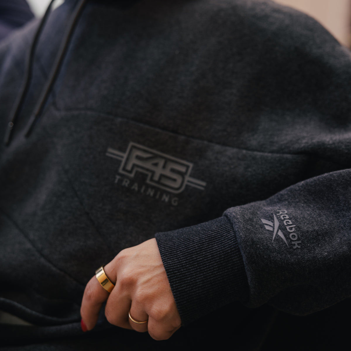 Men's Reebok X F45 Training Relaxed Hoodie Charcoal Marl