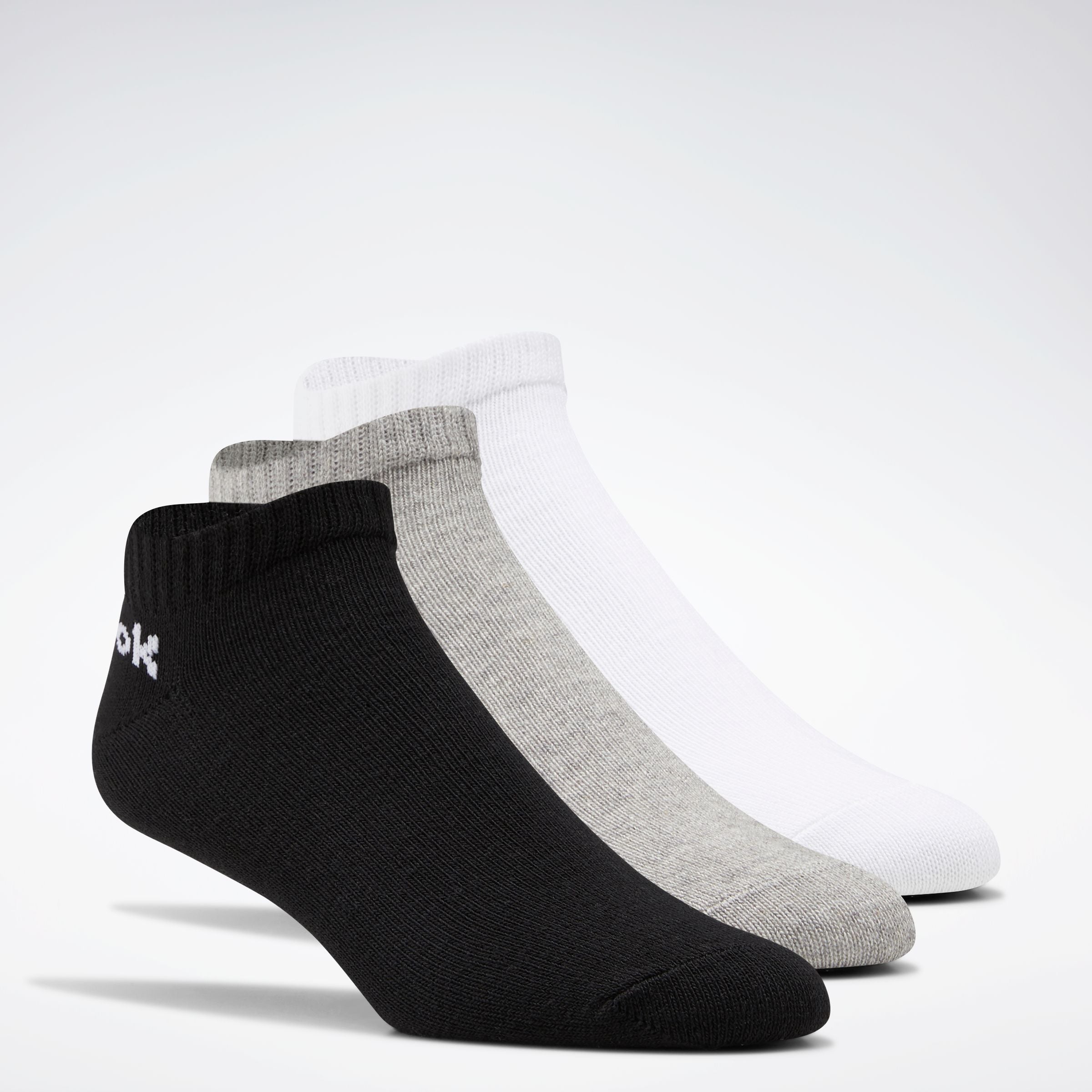 Active Core Low-Cut Socks 3 Pairs Wht/Black/Medium Grey Heather ...