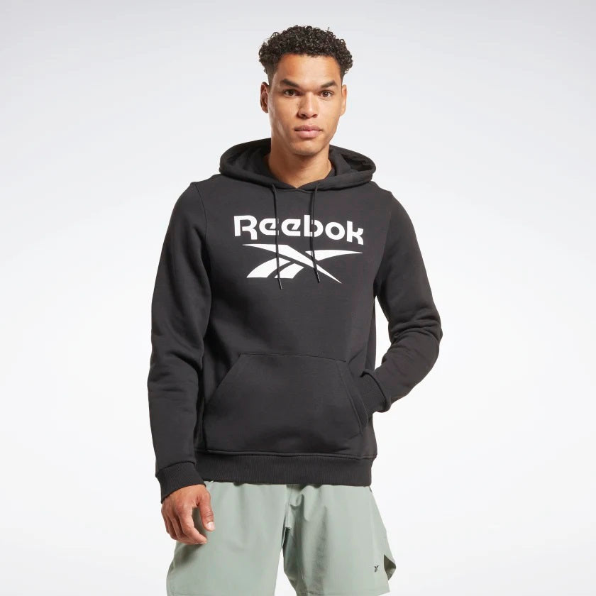 Reebok Identity Fleece Stacked Logo Pullover Hoodie Black – Reebok ...