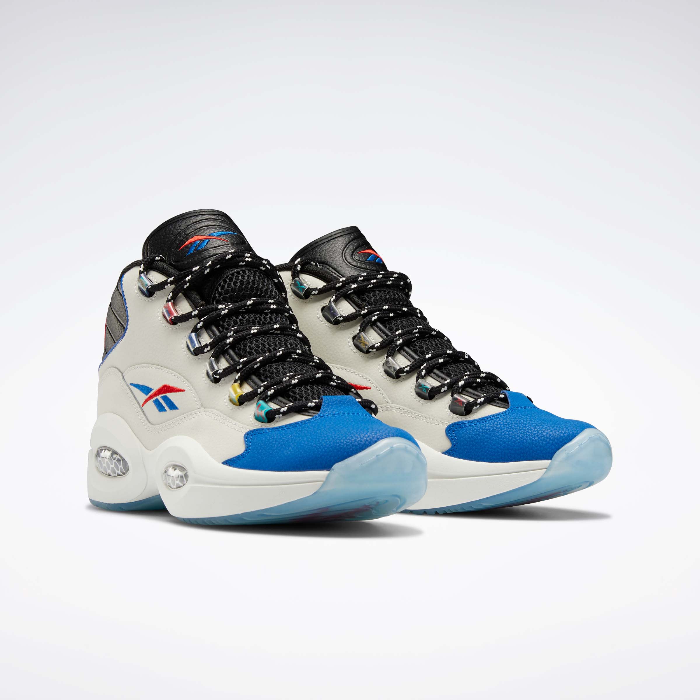 Reebok question mid store blue and white