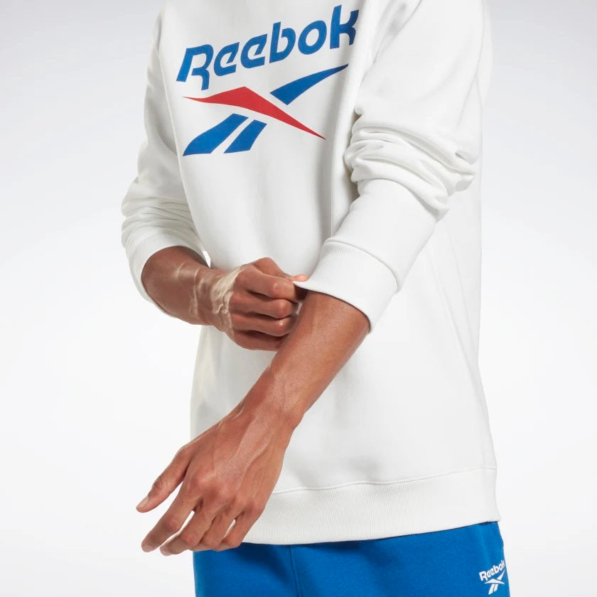 Reebok Identity Fleece Stacked Logo Crew Sweatshirt White