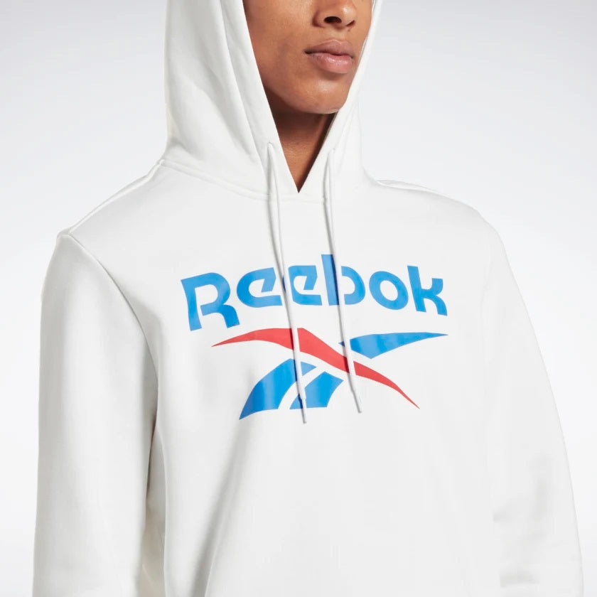Reebok Identity Fleece Stacked Logo Pullover Hoodie White