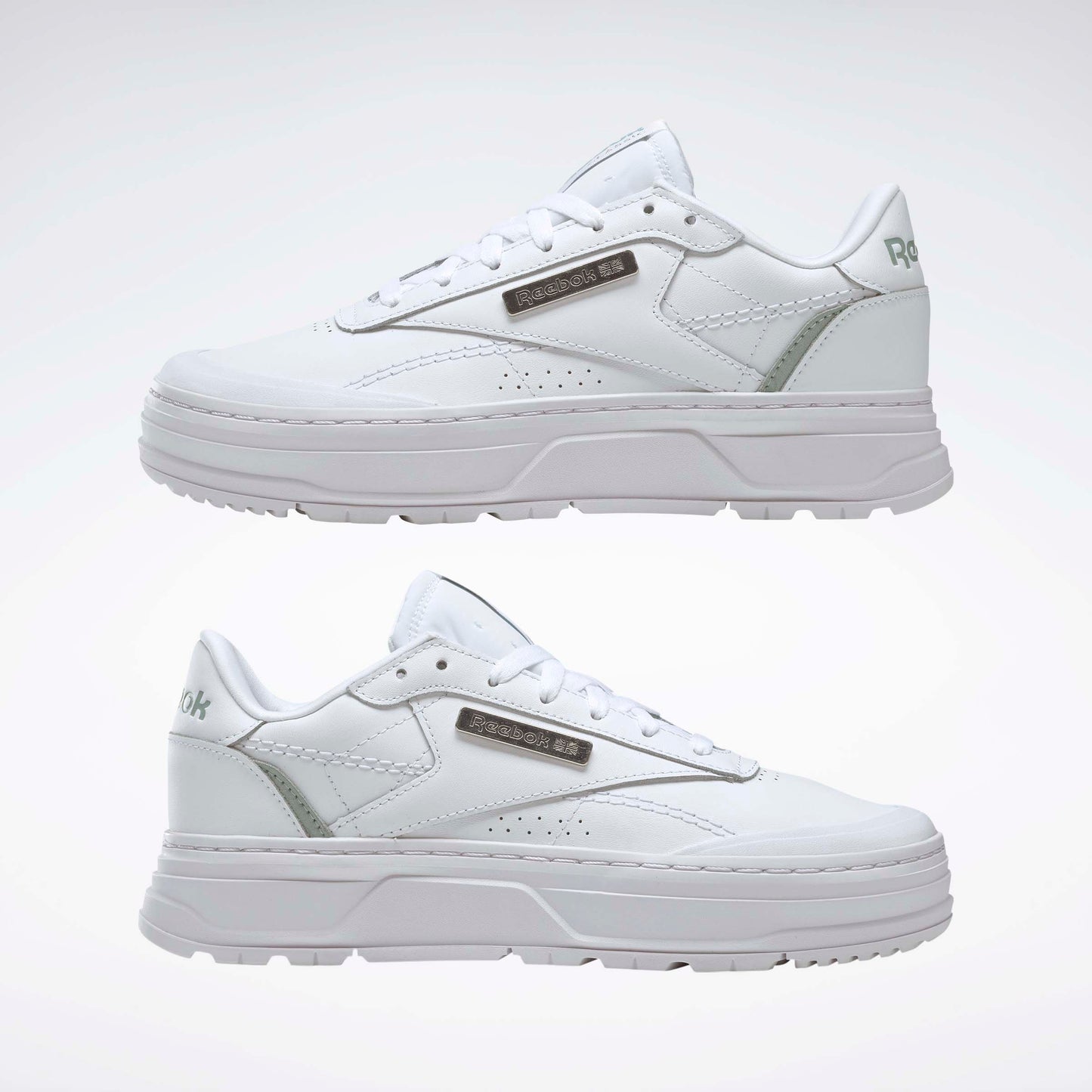 Club C Double Geo Shoes White/Seaside Grey/Silver